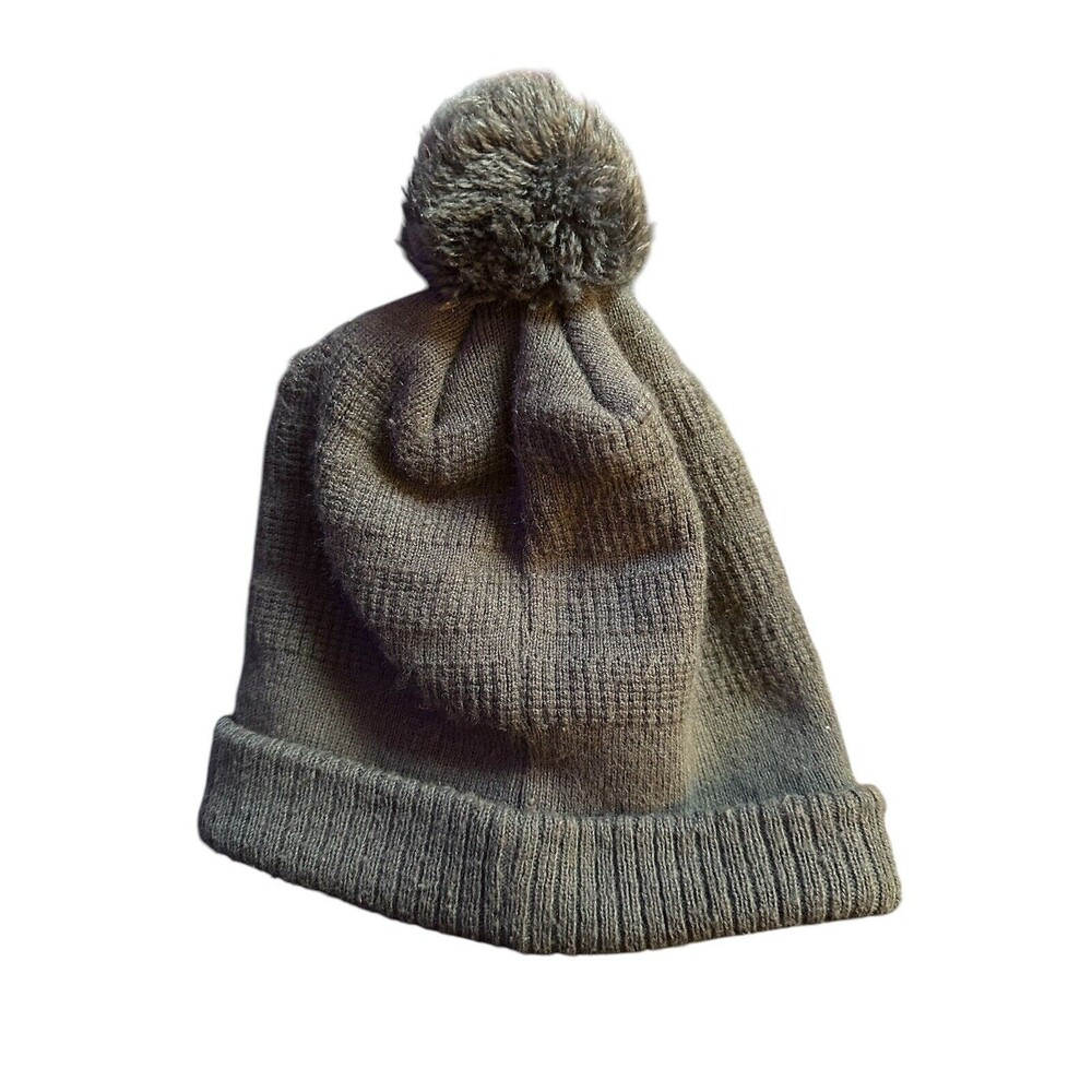 Jordan Youth Pom Beanie Hat - Grey with Pink Jumpman Logo - Winter Knit Cap - Picture 2 of 3
